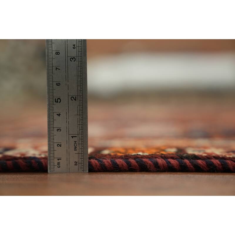 Hand Knotted Oriental 100% Wool Carpet Traditional Tribal Red Qashqai Area Rug - 6' 7'' X 4' 0''