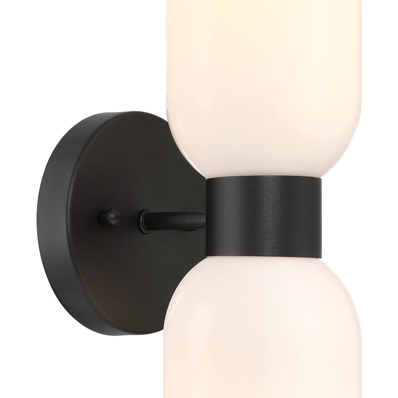 Shuman 2-light Mid-century Modern White Gold Wall Sconce with UL