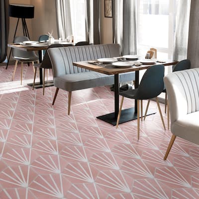 Merola Tile Horizon Dusk Hex Rosa 7-3/4" x 9" Porcelain Floor and Wall Tile