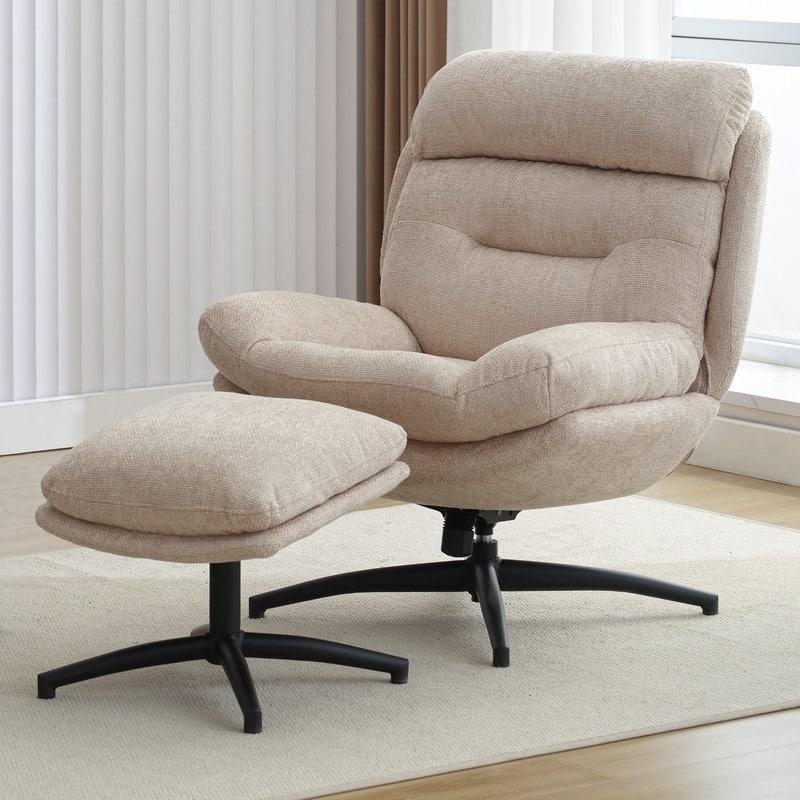 Swivel Accent Chair with Ottoman Rocker Chairs Ottoman Set Rocking Glider Lounge Reading Chair Footrest for Living Room Green