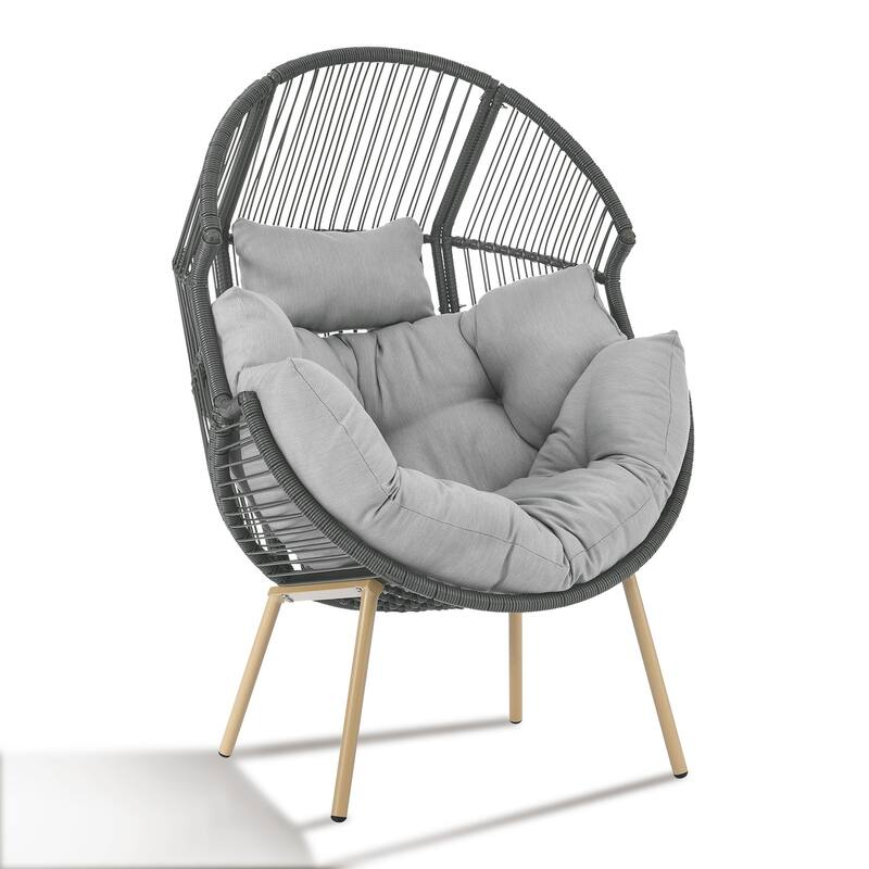 Outdoor Wicker Egg Chair with Removable Cushion