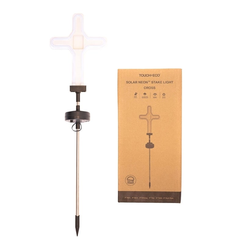 Solar LED Neon Cross Outdoor Garden Decor Stake Light