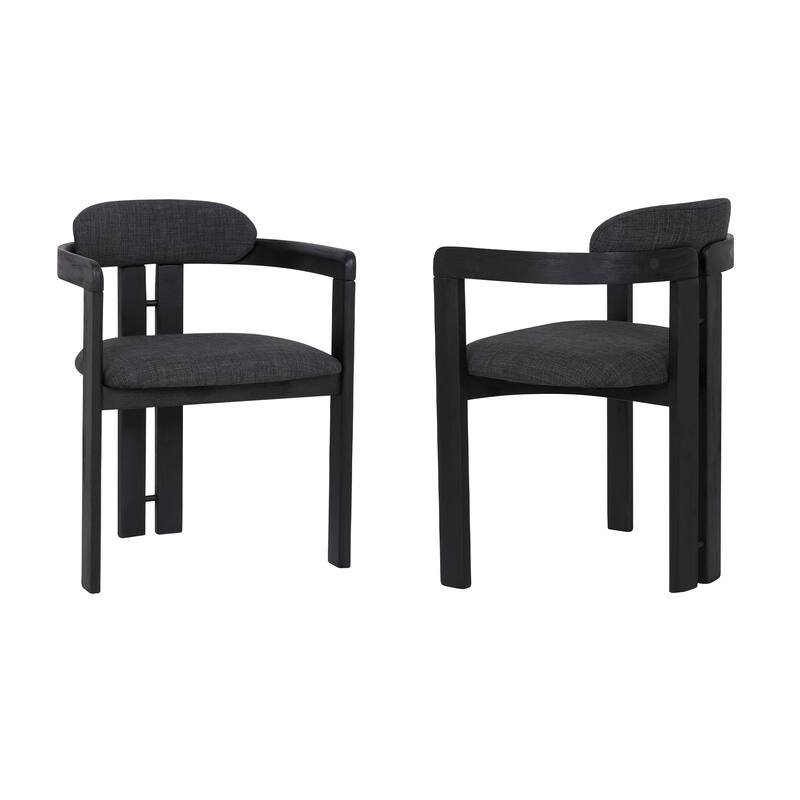 Jazmin Mid-Century Modern Upholstered Barrel Dining Chairs - Set of 2