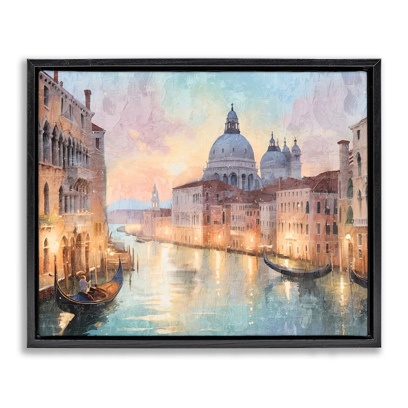Stupell Scenic Venetian Canal Framed Floater Canvas Wall Art Design By Kim Allen - 21 x 17 - Black