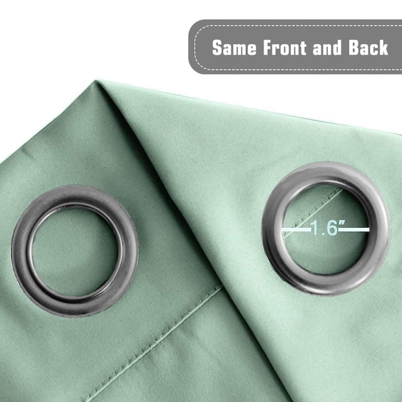 DCP Blackout Grommet Top Curtains Thermal Insulated Privacy,2 Panels,Light Green