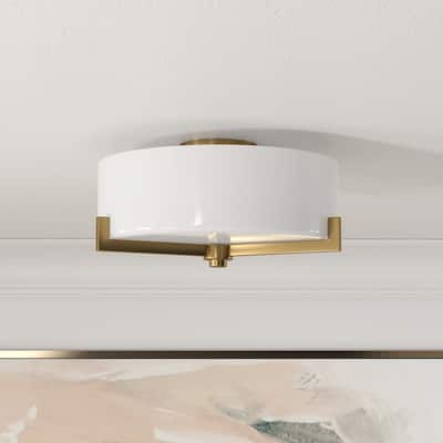 Hamlin 17.5" Wide 2-Light Semi Flush Mount with Glass Shade