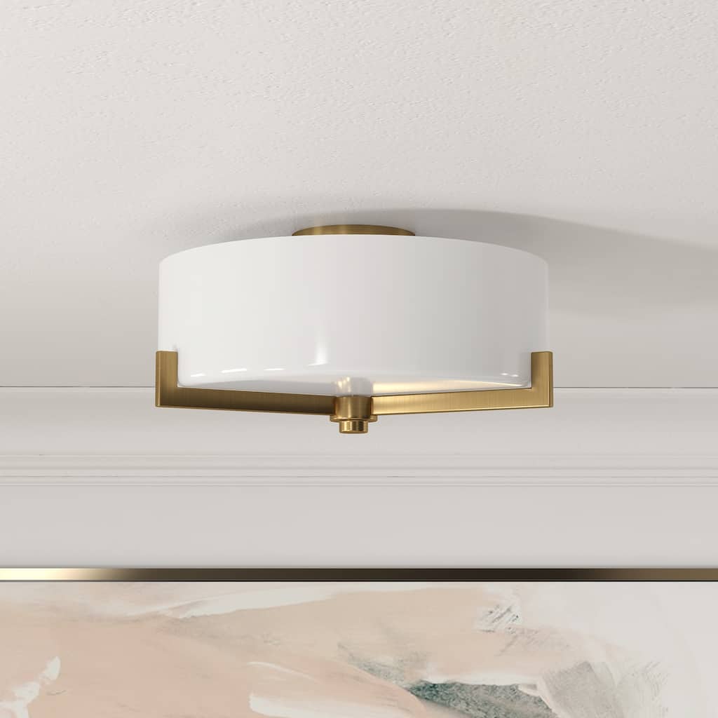 Hamlin 17.5" Wide 2-Light Semi Flush Mount with Glass Shade