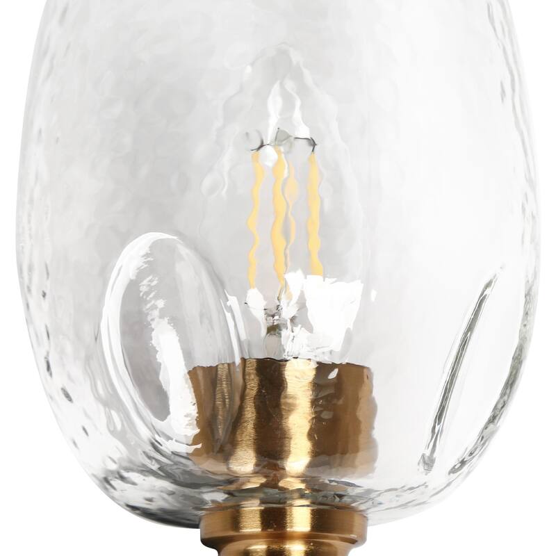 Denan Modern Transitional Gold Bedroom Wall Sconces with Textured Glass Bathroom Vanity Lights - D 5.5" x H 12"