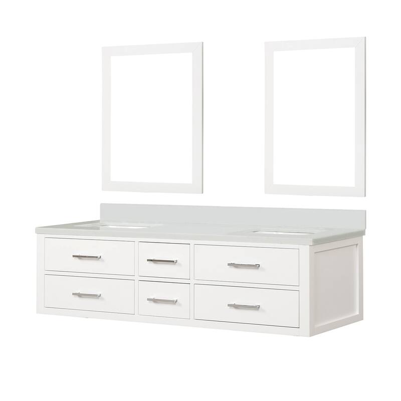 Castor 60 in W x 22 in D Black Double Bath Vanity, Cultured Marble Top, and 28 in Mirrors