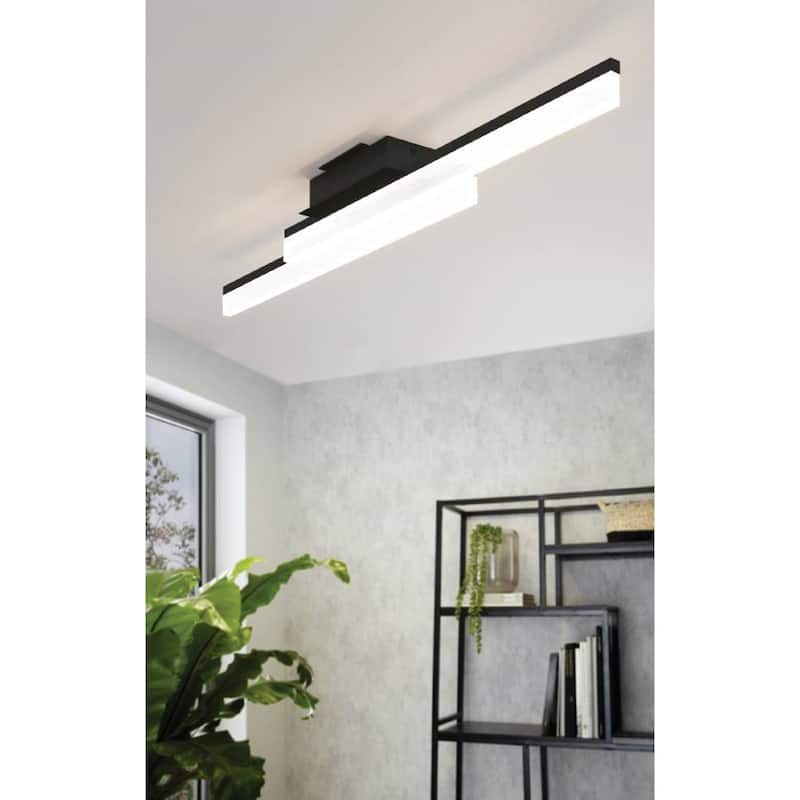 Eglo Palmital 1 LED Ceiling Light w/ Matte Black Finish and Satin Shade