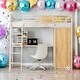 preview thumbnail 21 of 38, Modern Style Twin Size Loft bed with L-shape Desk and Wardrobe,4-step Ladder/Integrated Study Space White