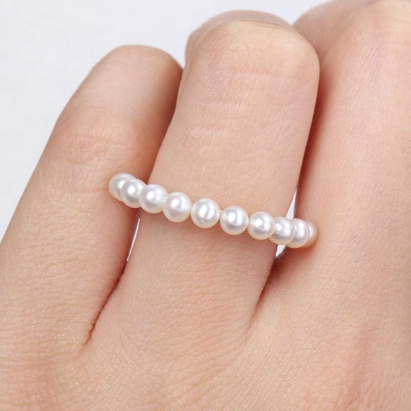 Miadora 3-3.5mm Cultured Freshwater Pearl Single Row Ring in 14k Yellow Gold