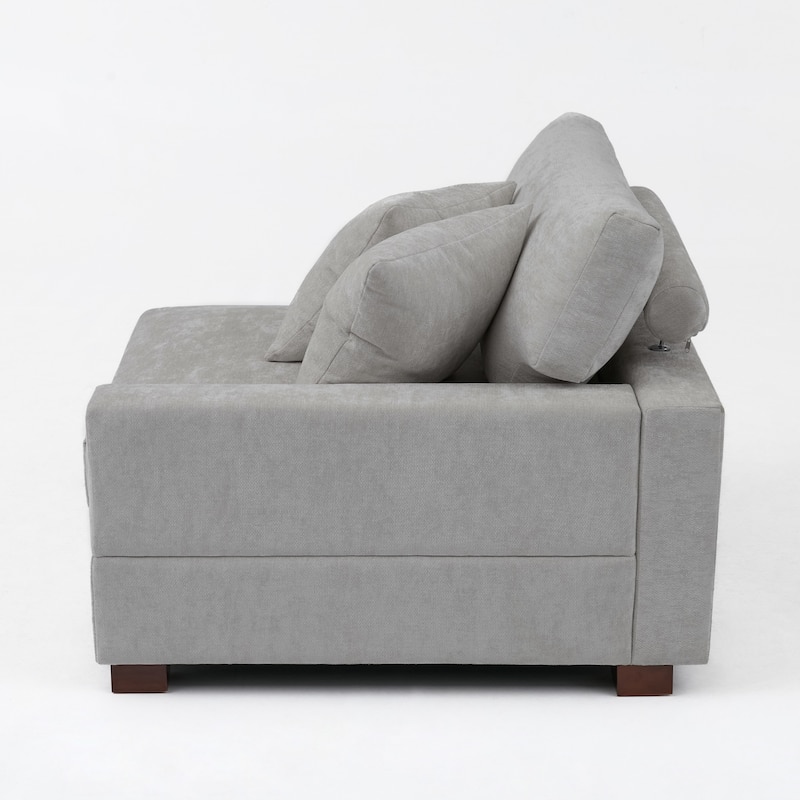 41" W Modern Chenille Corner Arm Accent Chair Sectional Module with Pillows