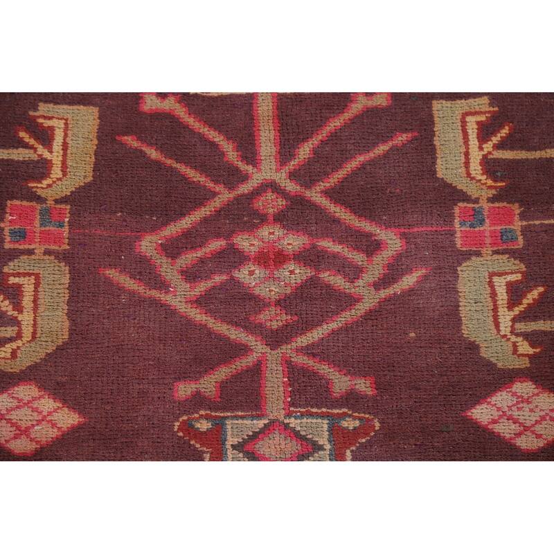 Hand Knotted Oriental 100% Wool Carpet Traditional Geometric Greys & Charcoal Meshkin Runner Rug - 9' 6'' X 3' 11''