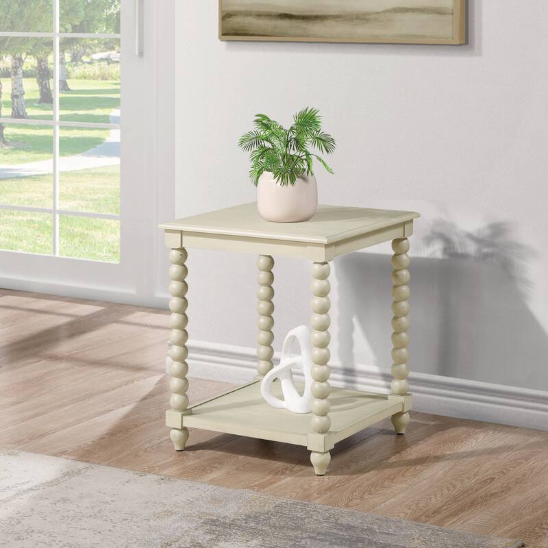 Elise End Table in Black Finish - Whitewash - MDF