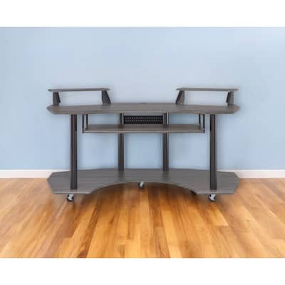 71" Dark Gray and Black Computer Desk