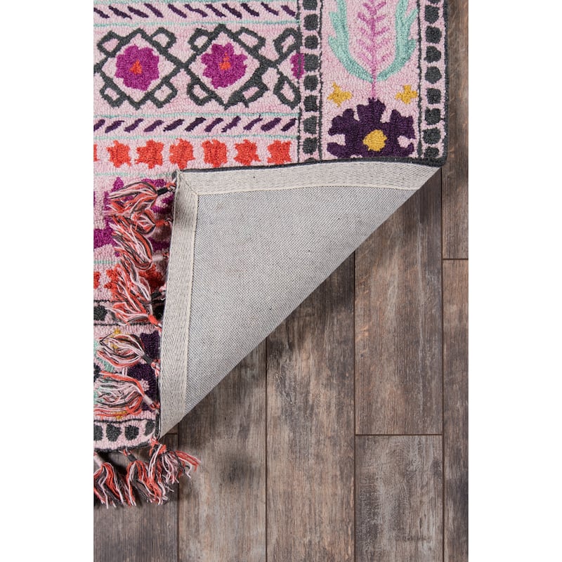 Momeni Tahoe Hand-tufted Pink Geometric/Floral Wool Area Rug