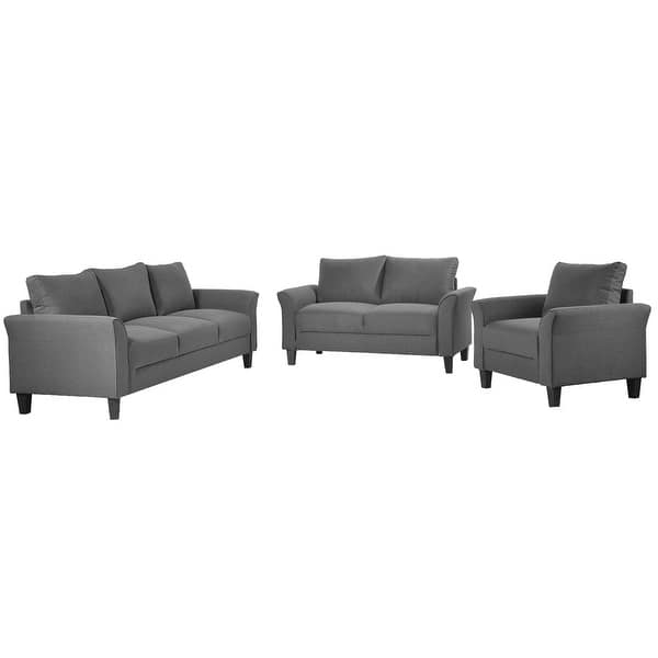 slide 18 of 29, Polyester-blend 3 Pieces Sofa Set for Living Room Grey