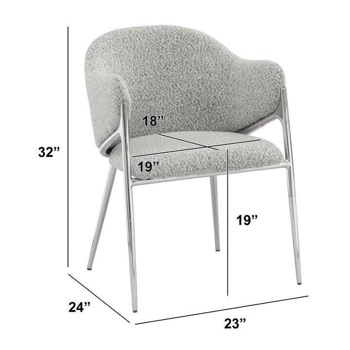 Best Quality Furniture Boucle Fabric Chrome Dining Chairs (Set of 2) - N/A