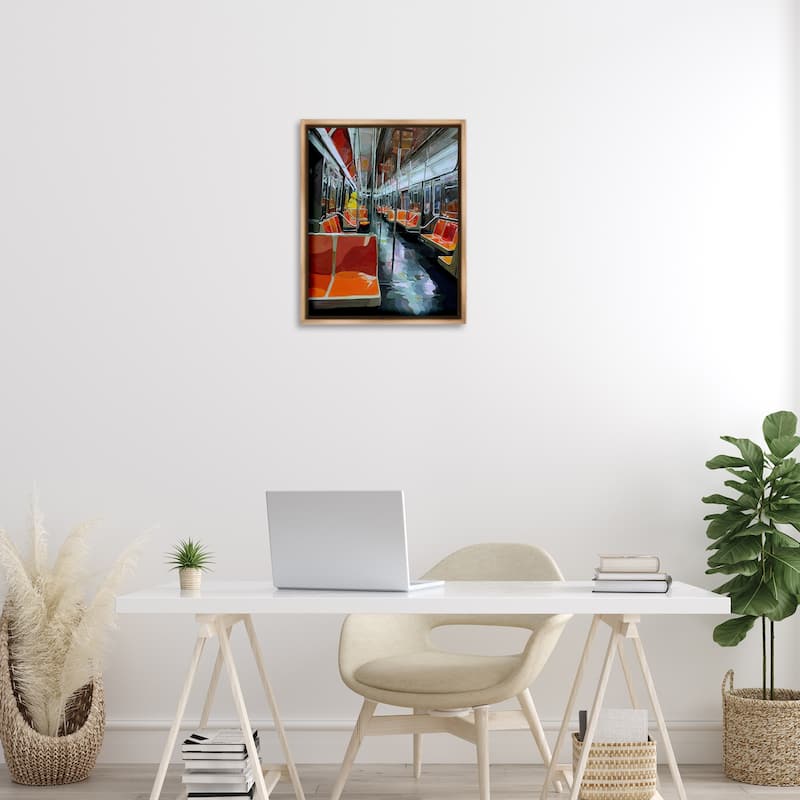 Stupell Bird Character in Subway Train Framed Floater Canvas Wall Art Design By Keith Thomson