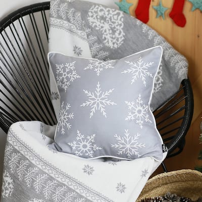 Christmas Grey Snowflakes Throw Pillow Cover Christmas Gift 18"x18"