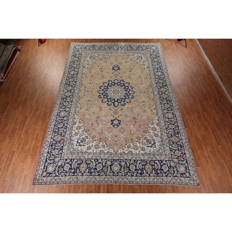 Large Najafabad Persian Vintage Area Rug Hand-Knotted Wool Carpet - 11'7" x 17'4"