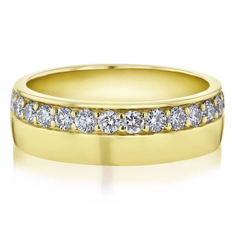Kobelli 0.50 Carats Lab Grown Diamond Solid 14k Gold Wide Cigar Band Nico Ring - 8 - Yellow