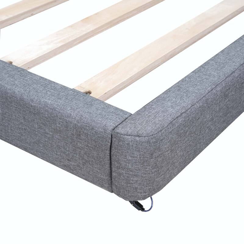 Full Size Upholstered Platform Bed with LED Lights