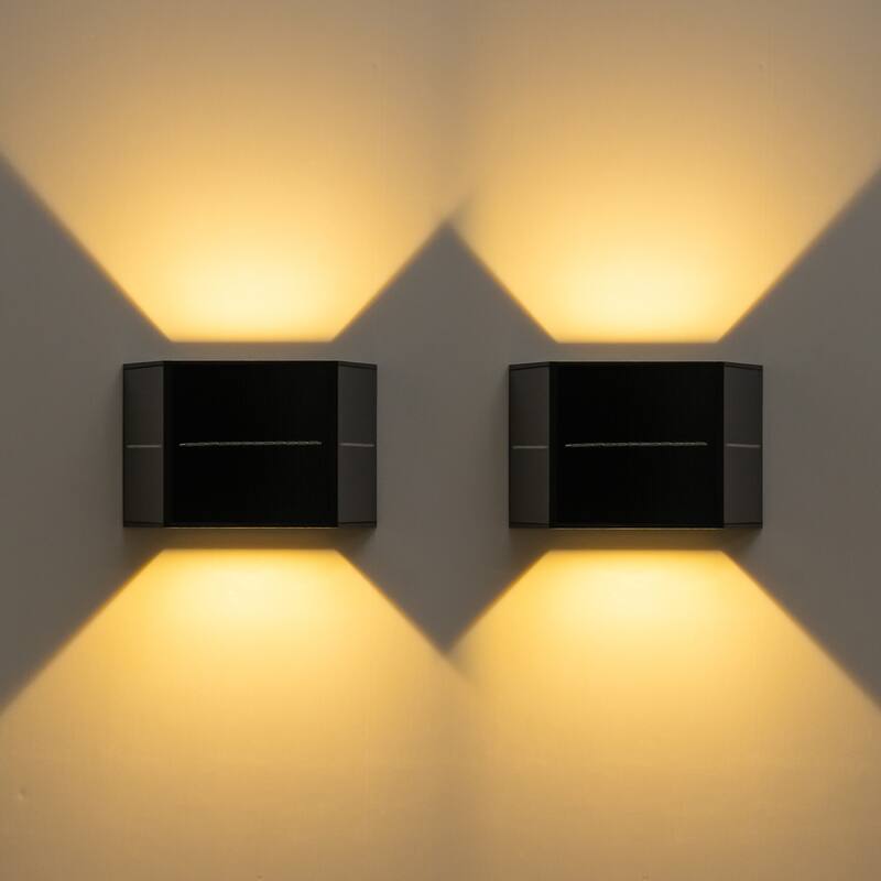 C Cattleya 2-Pack Black Solar LED Dusk to Dawn Outdoor Wall Light - Black