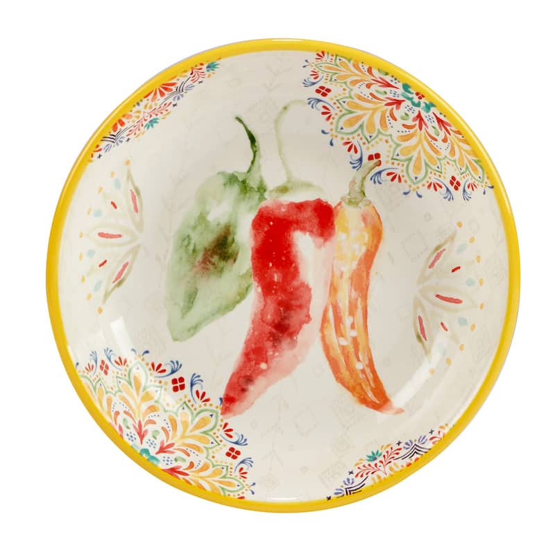 Certified International Sweet and Spicy 40 oz. Soup/Cereal Bowls, Set of 4 - 9" Dia x 2"