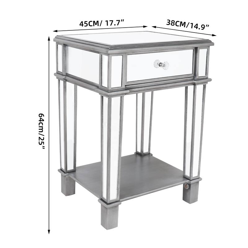 1-drawer Mirrored Accent End Table
