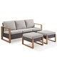 preview thumbnail 3 of 13, Gymojoy PE Rattan Sofa Deep Seating Sofa with Ottoman - Brown