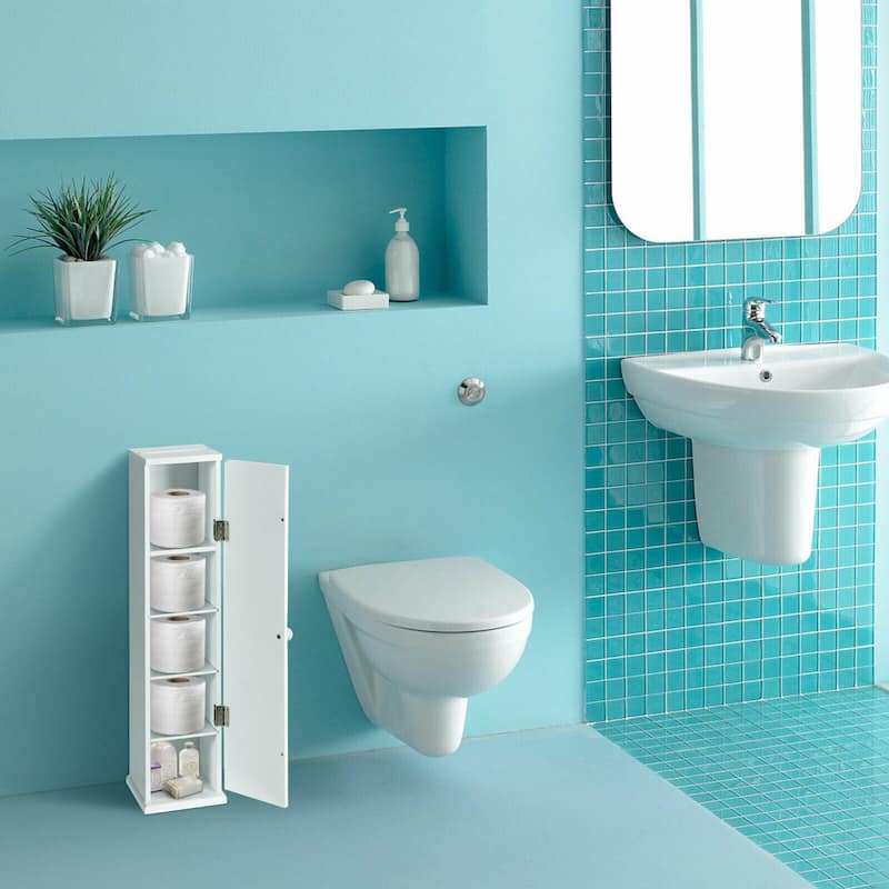 Gymax Toilet Tissue Storage Tower Bathroom Storage Floor Cabinet w/ 4 - See Details