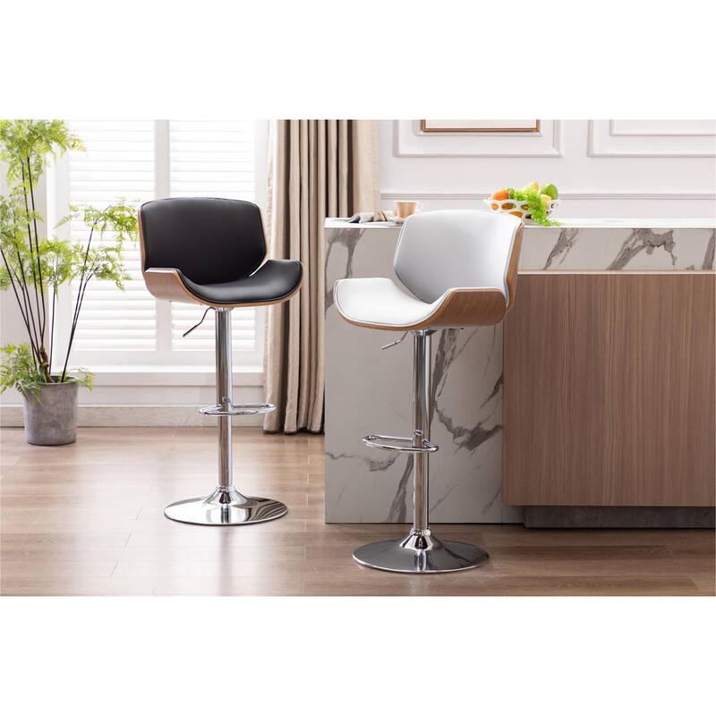 Porthos Home Oriel Swivel Adjustable Height Faux Leather Bar Stool