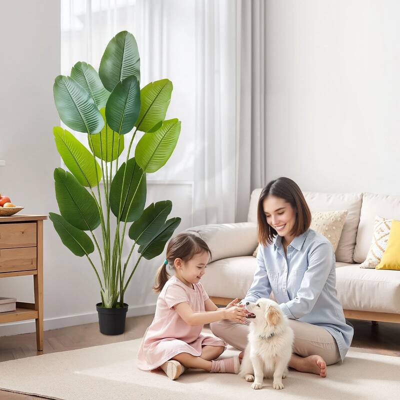 6ft Faux Bird of Paradise Tree with Sturdy PE Material and Moss Pot for Indoor Decorative Plant - 23.62 x 15.75 x 74.8 inch