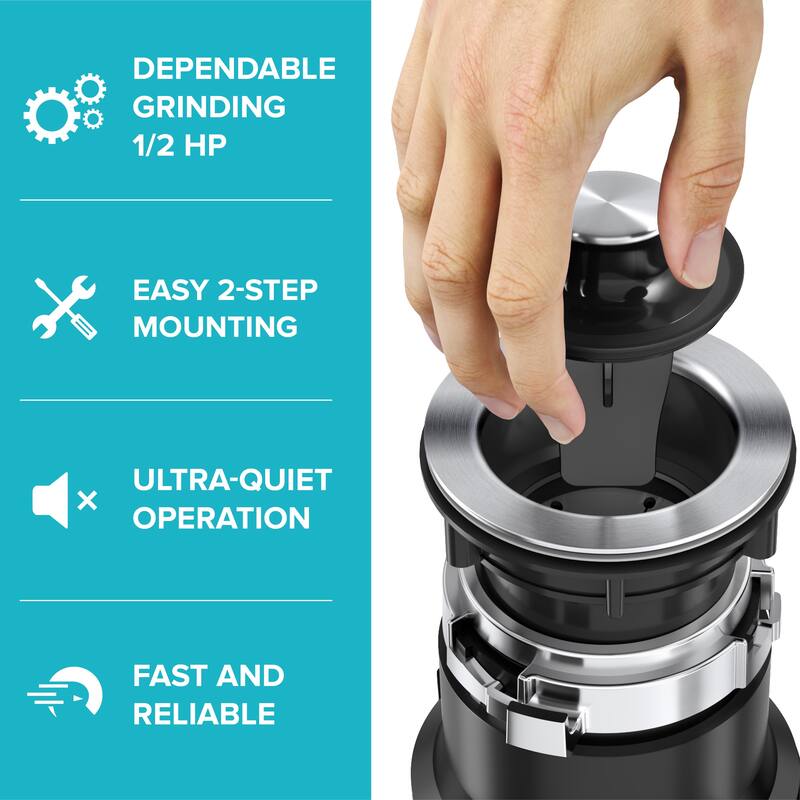 KRAUS WasteGuard Continuous Feed Garbage Disposal for Kitchen Sinks