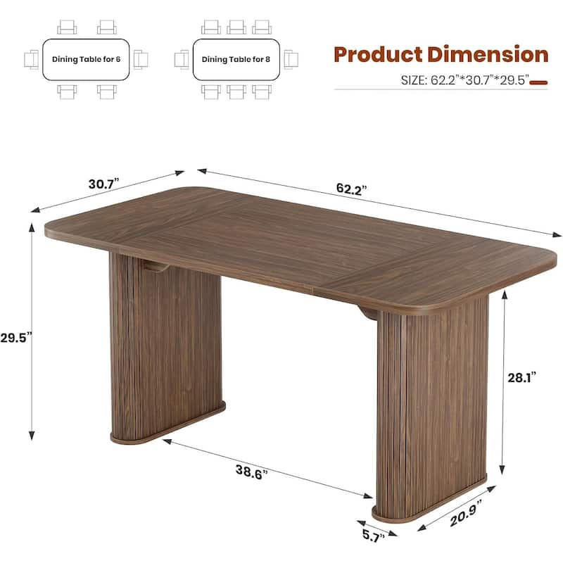 62 inch Kitchen Dining Table with Grille Design for Dining, Home, Office (Only Table)