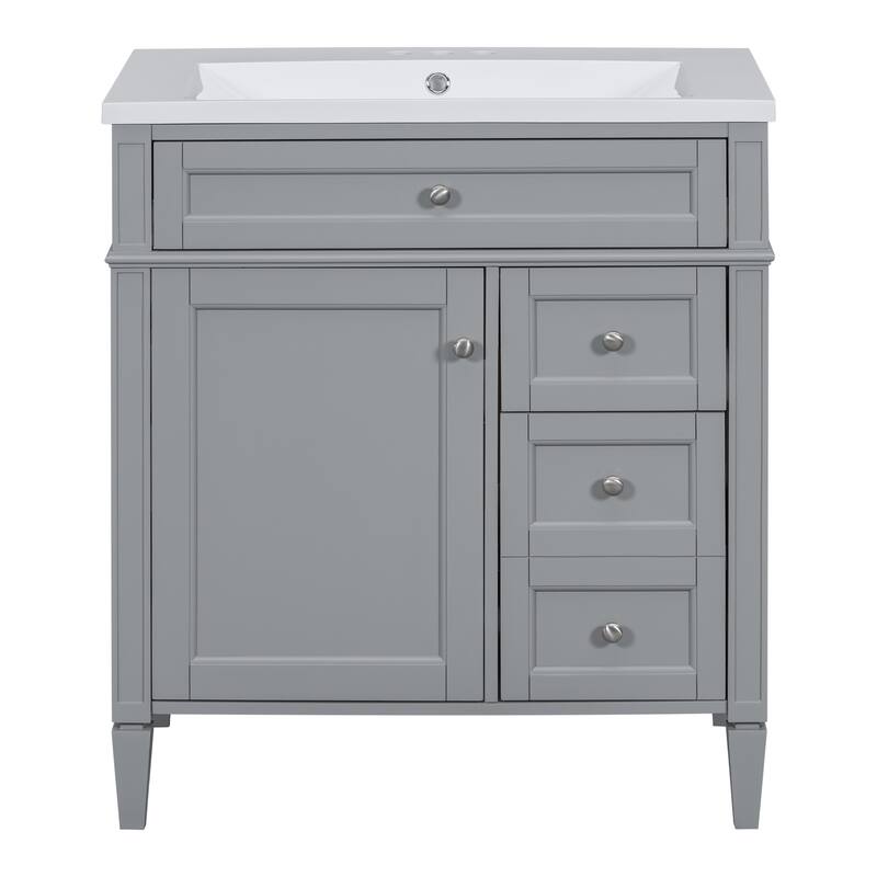 Freestanding Bathroom Vanities, Multipurpose Bathroom Storage Cabinet, Bathroom Vanity with Top Sink & 1 Tip-Out Drawer