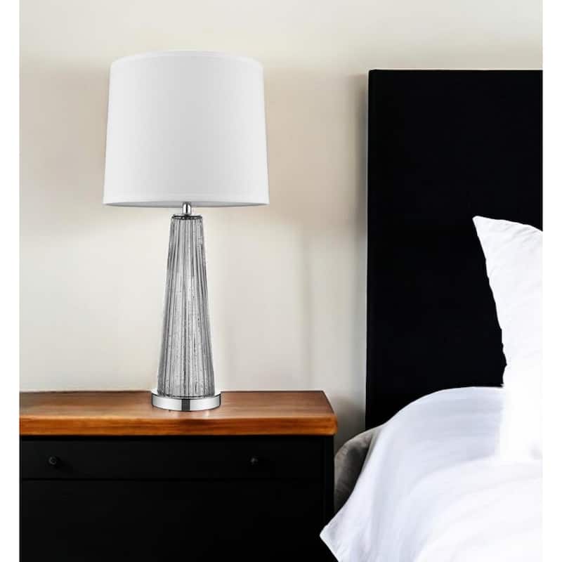 29-Inch Glass Buffet Lamp with Empire Fabric Shade for Living Room