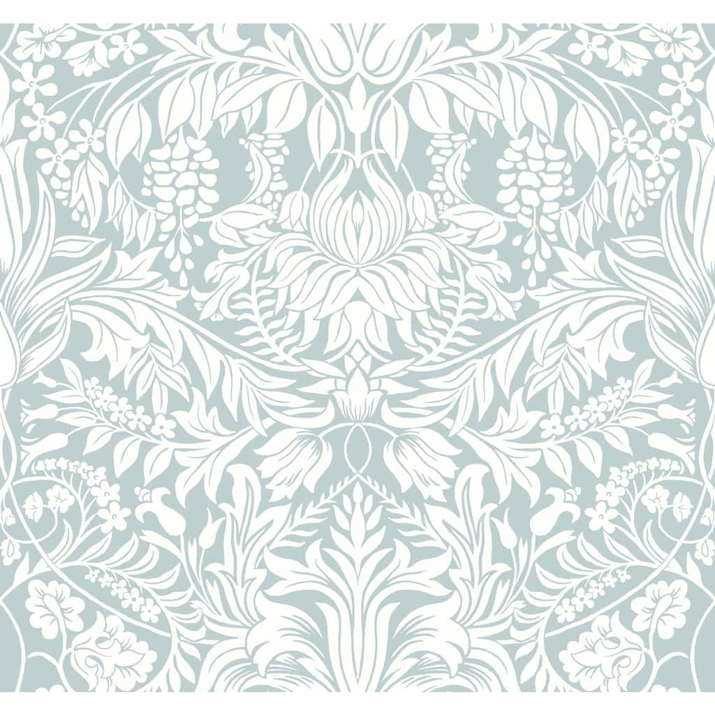 Ronald Redding Lockwood Damask Light Blue Wallpaper
