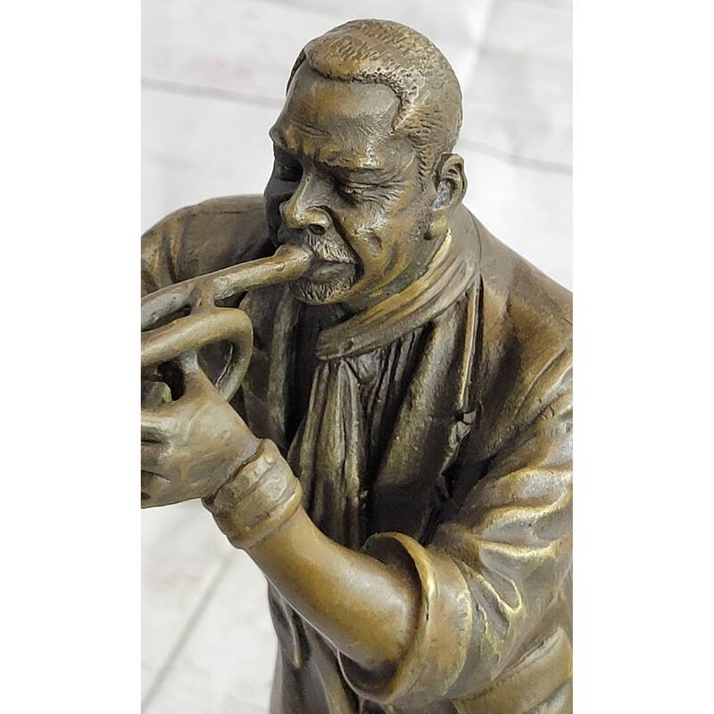 African American Jazz Trumpet Player Trumpeter Bronze Sculpture Statue Musician Decor