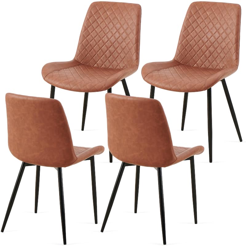Set of 4 Leathaire Dining Chairs ,Mid-Century Modern Chairs Kitchen Living Room Armless Side Chair