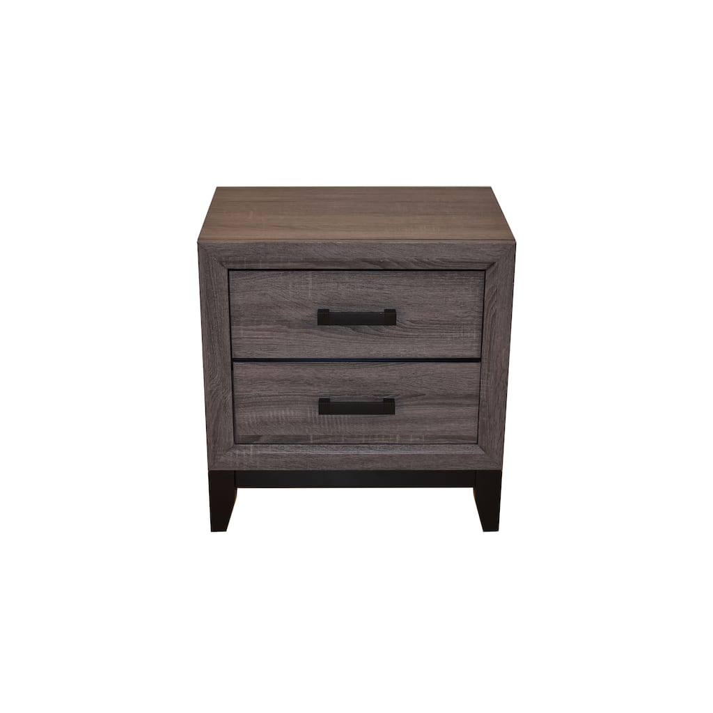 Contemporary Gray Finish Two-Drawer Wooden Nightstand