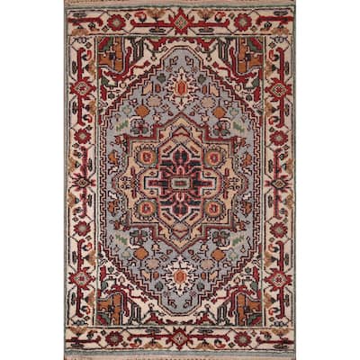 Heriz Serapi Indian Accent Rug Handmade Wool Carpet - 3'2"x 5'0"