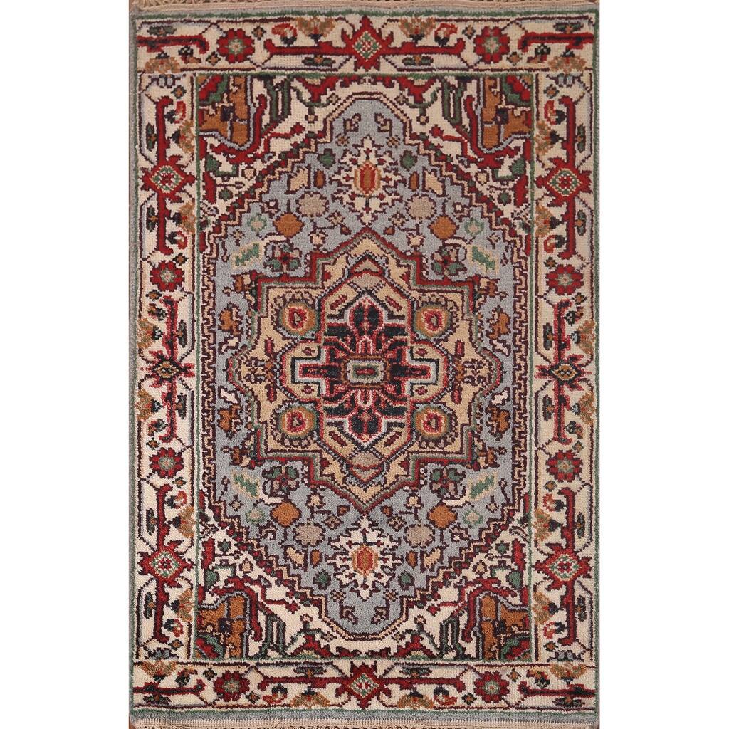 Heriz Serapi Indian Accent Rug Handmade Wool Carpet - 3'2"x 5'0"