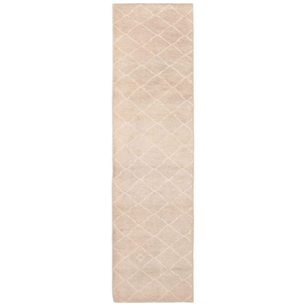ECARPETGALLERY Hand-knotted Tangier Khaki Wool Rug - 2'11 x 11'9