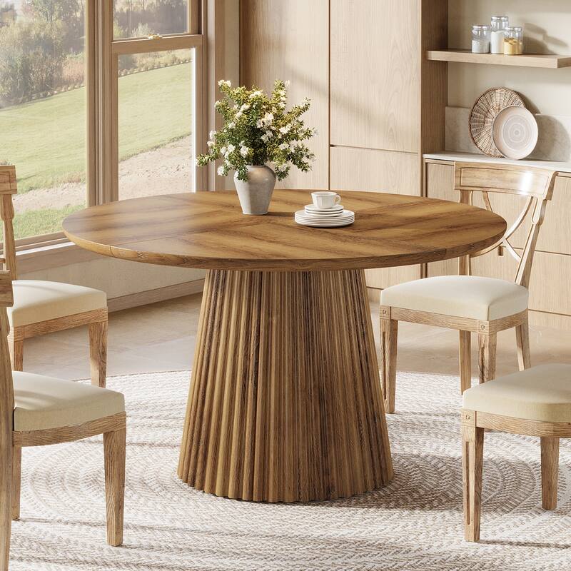 Wood Dining Table, Round Kitchen Table, Living Room Bistro Dinner Accent Table