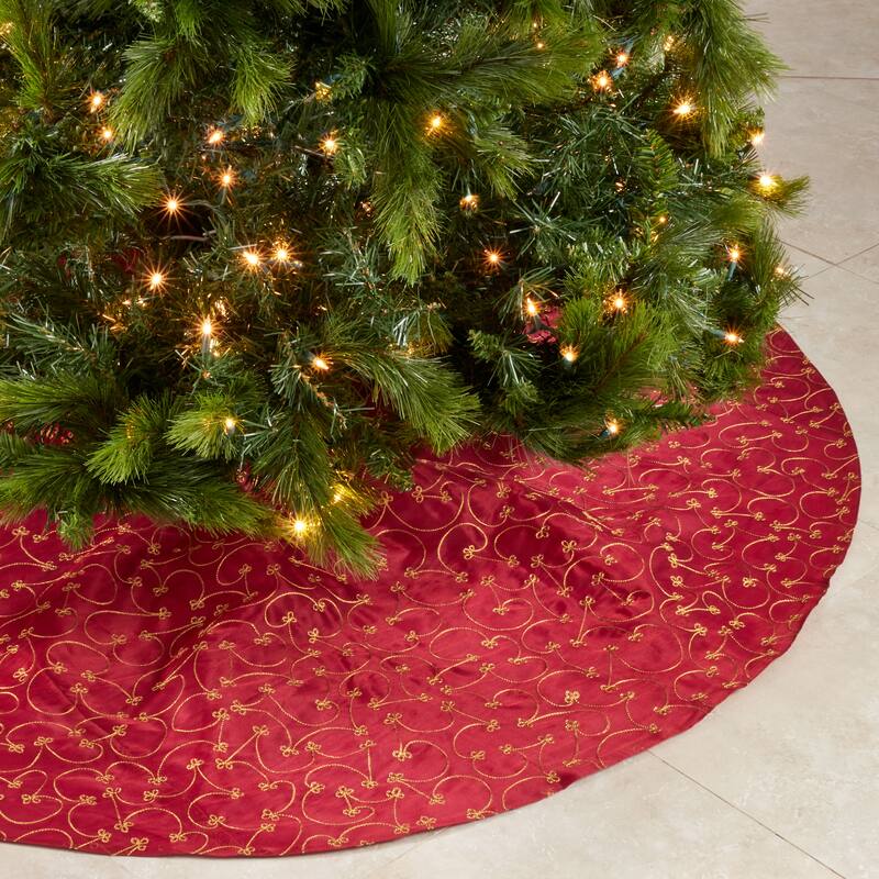 Christmas Tree Skirt With Ari Embroidered Design