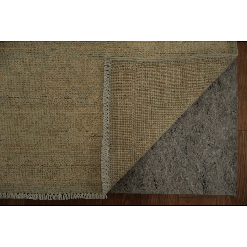 Hand Knotted Oriental 100% Wool Carpet Transitional Floral Beige & Ivories Oushak Runner Rug - 9' 6'' X 2' 8''