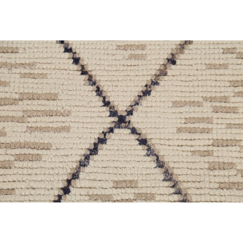 Trellis Moroccan Area Rug Hand-Knotted Wool Carpet - 6'11"x 10'9"